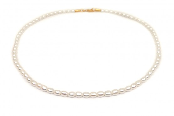 Perlenkette mit Silberkarabiner vergoldet 